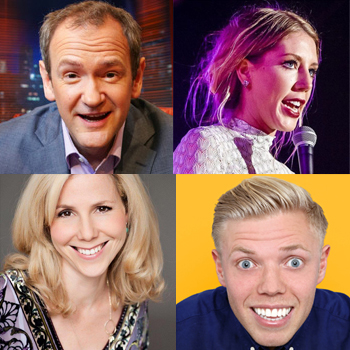 Clockwise from top left: Alexander Armstrong, Katherine Ryan, Rob Beckett and Sally Philips