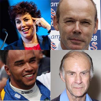 Clockwise from top left: Ruby Wax, Sir Clive Woodward, Sir Ranulph Fiennes and Nic Hamilton